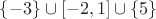 $\{-3\}\cup[-2,1]\cup\{5\}$