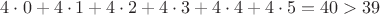 $4 \cdot 0 + 4 \cdot 1 + 4 \cdot 2 + 4 \cdot 3 + 4 \cdot 4 + 4 \cdot 5 = 40 > 39$