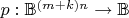 $p: \mathbb B^{(m+k)n} \to \mathbb B$