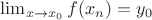 $\lim_{x \to x_0}f(x_n) = y_0$