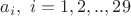 $a_i,\ i=1,2,..,29$