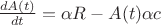 $\frac{dA(t)}{dt}=\alpha R-A(t)\alpha c$ $\frac{dA(t)}{dt}=\alpha R-A(t)\alpha c$