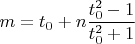 $$\[m = {t_0} + n\frac{{t_0^2 - 1}}{{t_0^2 + 1}}\]$$
