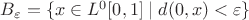 $B_\varepsilon=\{x\in L^0[0,1]\mid d(0,x)<\varepsilon\}$