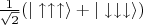 $\frac{1}{\sqrt{2}} (|\uparrow\uparrow\uparrow\rangle+|\downarrow\downarrow\downarrow\rangle)$