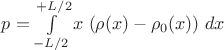 $p=\int\limits_{-L/2}^{+L/2} x \;(\rho(x)-\rho_0(x))\;dx$