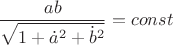 $$\[
\frac{{ab}}
{{\sqrt {1 + \dot a^2  + \dot b^2 } }} = const
\]
$$