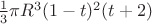 $\frac{1}{3}\pi R^3 (1-t)^2 (t+2) $