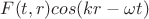 $F(t,r) cos(kr - \omega t) $