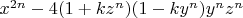 $x^{2 n}-4(1+k z^n)(1-k y^n) y^n z^n$