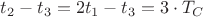 $t_2-t_3=2t_1-t_3=3\cdot T_C$