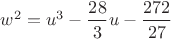 $w^2=u^3-\dfrac{28}{3}{u}-\dfrac{272}{27}$