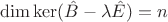 $\dim \ker (\hat B - \lambda \hat E) = n$