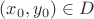 $ (x_0, y_0) \in D $