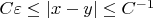 $C\varepsilon \le  |x-y|\le C^{-1}$