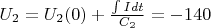 $U_2=U_2(0)+\frac{\int Idt}{C_2}=-140$