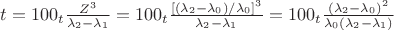 $ t={100_{t}}\frac{Z^{3}}{\lambda_{2}-\lambda_{1}}={100_{t}\frac{[(\lambda_{2}-\lambda_{0})/\lambda_{0}]^{3}}{\lambda_{2}-\lambda_{1}}}={100_{t}}\frac{(\lambda_{2}-\lambda_{0})^{2}}{\lambda_{0}(\lambda_{2}-\lambda_{1})} $