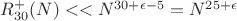 $R^{+}_{30}(N) << N^{30+\epsilon-5}=N^{25+\epsilon}$