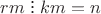 $rm \mathrel{\vbox{\baselineskip.65ex\lineskiplimit0pt\hbox{.}\hbox{.}\hbox{.}}} km = n$