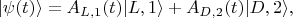 $$|\psi(t)\rangle = A_{L,1}(t)| L,1\rangle + A_{D,2}(t)| D,2\rangle, $$