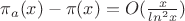 $\pi_a(x)-\pi(x)=O(\frac{x}{ln^2x})$
