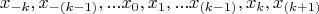 $$x_{-k}, x_{-(k-1)},...x_0, x_1,...x_{(k-1)}, x_{k}, x_{(k+1)}$$