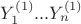 $Y_1^{(1)}...Y_n^{(1)}$