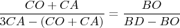 $\dfrac{CO+CA}{3CA-(CO+CA)} = \dfrac{BO}{BD-BO}$