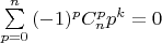 $\sum\limits_{p=0}^{n}{(-1)^pC_n^p{p^k}}=0$