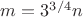 $m=3^{3/4}n$