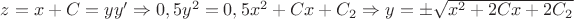 $z=x+C=yy' \Rightarrow 0,5y^2=0,5x^2+Cx+C_2 \Rightarrow y=\pm\sqrt{x^2+2Cx+2C_2}$