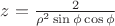 $z=\frac{2}{\rho^2\sin\phi\cos\phi}$ $z=\frac{2}{\rho^2\sin\phi\cos\phi}$