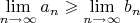 $\lim\limits_{n\to\infty}a_n\geqslant\lim\limits_{n\to\infty}b_n$