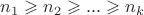 $n_1\geqslant n_2 \geqslant ... \geqslant n_k$
