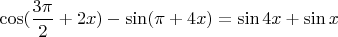 $\cos(\dfrac{3\pi}{2}+2x)-\sin(\pi+4x)=\sin 4x+\sin x$