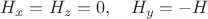$H_x=H_z=0, \quad H_y=-H$