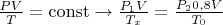 $\frac{PV}{T}=\operatorname{const} \to \frac{P_{1}V}{T_{x}}=\frac{P_{2}0,8V}{T_{0}}$