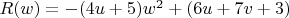 $R(w)=-(4u+5)w^2+(6u+7v+3)$