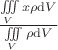 $\frac{\int\!\!\!\int\limits_V \!\!\!\int x \rho {\rm d}V}{\int\!\!\!\int\limits_V \!\!\!\int \rho {\rm d}V}$