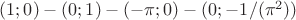 $(1; 0) - (0; 1) - (-\pi; 0) - (0; -1/({\pi}^{2}))$