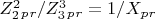$ Z^2_2_p_r  / Z^3_3_p_r=1 / X_p_r $
