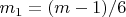 $m_1=(m-1)/6$