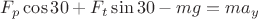 $F_p\cos 30+F_t\sin 30-mg=ma_y$