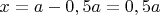 $x = a - 0,5a = 0,5a$