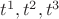 $t^1,t^2,t^3$
