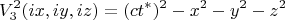 $$V^2_3(ix,iy,iz)=(ct^*)^2-x^2-y^2-z^2$$