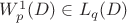 $W_p^1(D) \in L_q(D)$