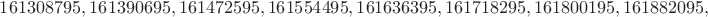 $161308795,161390695,161472595,161554495,161636395,161718295,161800195,161882095,$