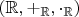 $(\mathbb R,+_{\mathbb R},\cdot_{\mathbb R})$