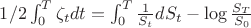 $1/2\int_{0}^{T}\zeta_tdt=\int_{0}^{T}\frac{1}{S_t}dS_t-\log\frac{S_T}{S_0}$
